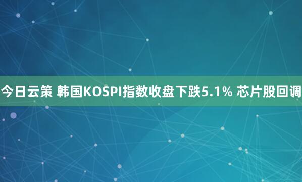 今日云策 韩国KOSPI指数收盘下跌5.1% 芯片股回调
